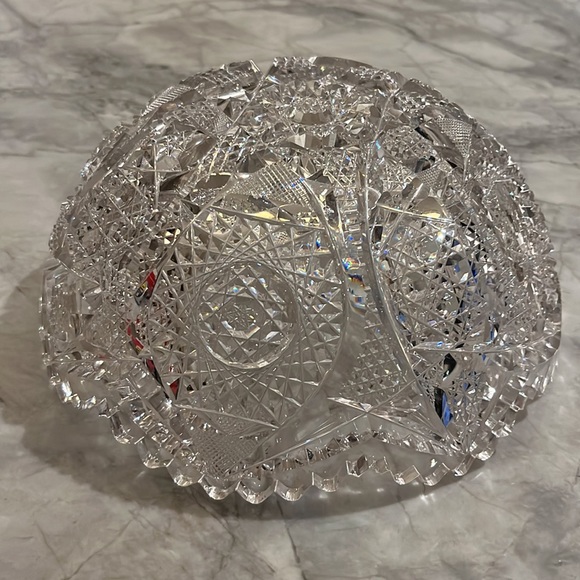 ABP heavy American brilliant cut glass crystal bowl sawtooth edge - Picture 4 of 7